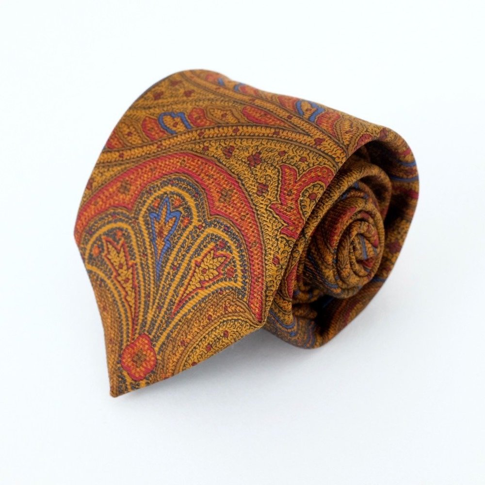 Brooks Brothers Makers & Merchants Paisley Necktie 3.5" 58" Printed Italy USA